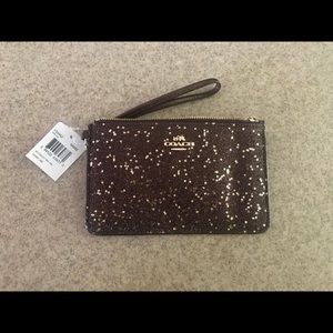 Coach Chocolate Brown Wristlet w/Glitter